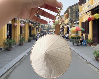 Mini Vietnamese Conical Hat Keychain | Handmade Nón Lá Charm | Bamboo Souvenir Gift from Vietnam | Eco-Friendly Bag Accessory | Palm Leaf