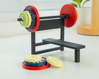 Personalized Mini Bench Press Set | Custom Name Gym Decor | Mini Weightlifting Bench | Fitness Gift for Gym Lovers