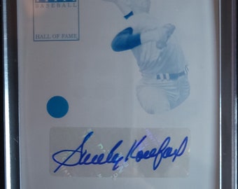 War ace sandy Koufax Los Angeles Dodgers Historical Legend Major League Baseball Hall of Fame Cooperstown classic signature Panini prize