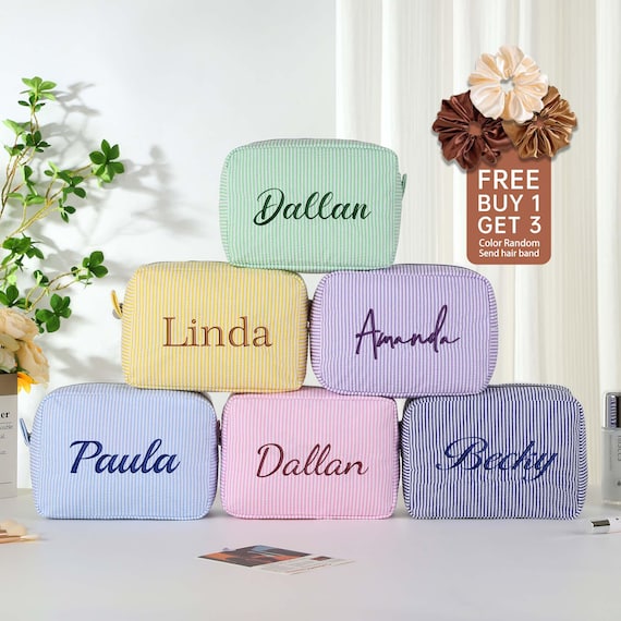 Personalized Makeup Bag ,Cosmetic Bag ,Custom Embroidered Name Makeup, Bridesmaid Gift Bag, Christmas Gift, Travel makeup Bag,Gift for Her