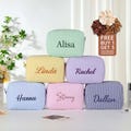 Bridesmaid Gifts, Personalized Seersucker Makeup Bag, Embroidered Cosmetic Bag, Bridal Party Gifts, Makeup Organizer, Bridal Shower Gift