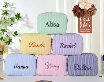 Bridesmaid Gifts, Personalized Embroidered Name Makeup Bag, Cosmetic Toiletry Bag, Bridal Party Gifts, Christmas Gift, Bridal Shower Gift