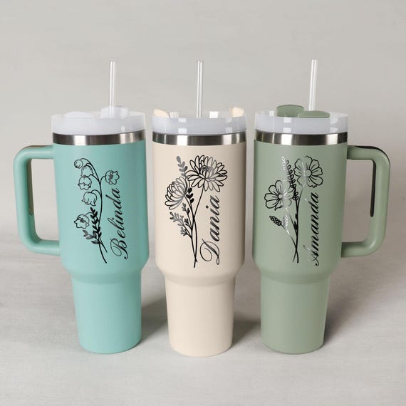 Bridesmaid gifts, Bridesmaid Proposal, Personalized 40oz Tumbler With Handle & Straw, Custom Wedding Cups, Bachelorette Party Gifts
