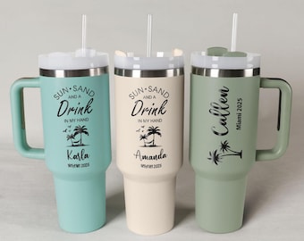 Bicchiere personalizzato da 40 oz, tazza da viaggio personalizzata, tazze incise al laser, tazze per l'acqua in acciaio inossidabile, bicchieri da viaggio per ragazze, regali per damigelle d'onore