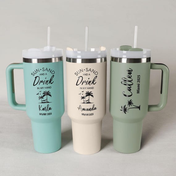Personalized 40 oz Tumbler, Custom Travel Mug, Laser Engraved Cups, Stainless Steel water cups, Girl's Trip Tumblers, Bridesmaid Gifts