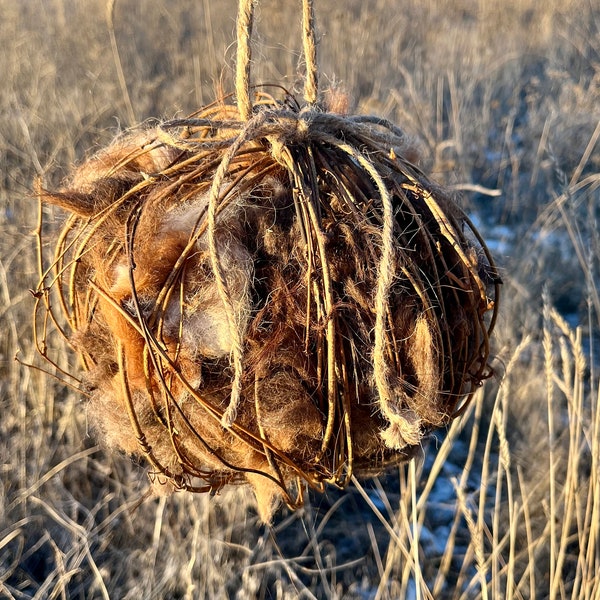 Large Bird Nesting Ball I Llama Fiber I Winter Birding I Bird Nest I Hanging Nesting Ball I Llama Bird Nest I Birding I Nesting Material