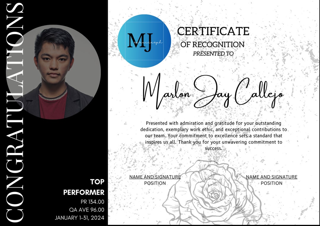 Printable Certificate Template; Certificate Template; Black and White ...