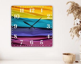 Colorful Rainbow Craft Wall Clock, Bright Decorative Timepiece for Kids Room, Vibrant Design