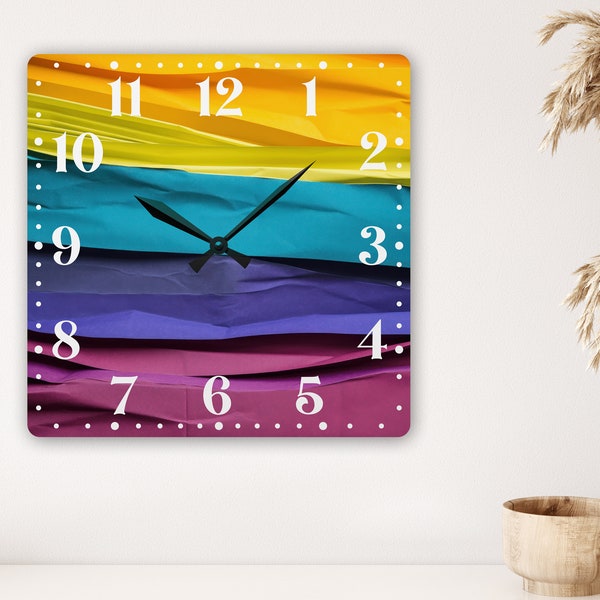 Colorful Rainbow Craft Wall Clock, Bright Decorative Timepiece for Kids Room, Vibrant Design
