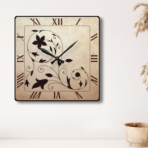 Reloj de pared vintage con elegantes números romanos, reloj decorativo para el hogar, reloj rústico cuadrado para sala de estar u oficina.
