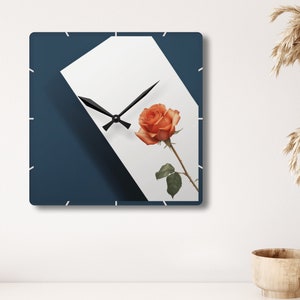 Elegant Rose Design Wall Clock, Modern Floral Kitchen Decor, Unique Living Room Wall Art, Stylish Botanical Timepiece