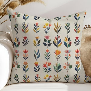 Colorful Botanical Print Throw Pillow Case, Decorative Floral Cushion Cover, Modern Home Decor, Accent Pillow for Sofa, Unique Gift Idea