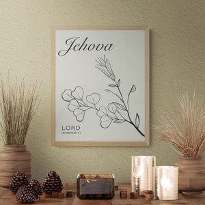 Jehovah Name of God Wall Art Printable English Meaning Large Print Minimalist Wall Art, Digital Download, Jewish Wall Art, Digital Download