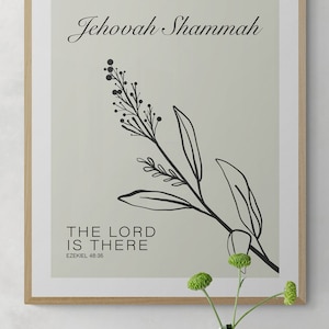 Jehovah Shammah Printable, Hebrew Names Of God, The Lord Is There, Christian Scripture Wall Art, Jehovah Names