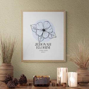 Printable Wall Art, Hebrew Name of God in the Bible, Jehovah ELOHIM, Jewish, Torah, Bible, Jewish Wall Art, Minimalist Abstract Wall Art