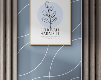 Printable Wall Art, Hebrew Name of God in the Bible, Jehovah SABAOTH Minimalist Abstract Wall Art, Digital Download, Jewish Wall Art