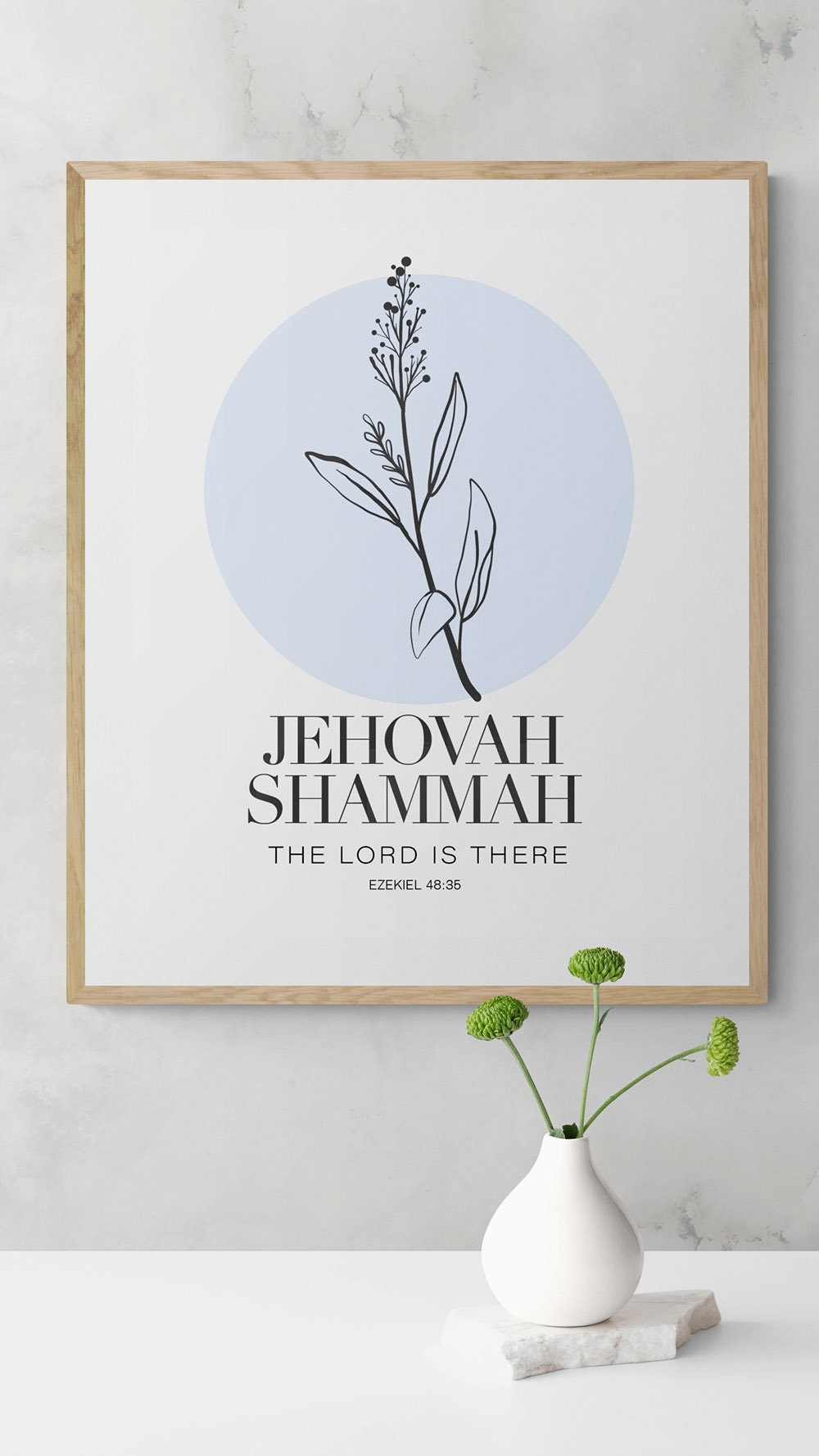 Jehovah Shammah Printable, Hebrew Names of God, the Lord is There, Christian Scripture Wall Art ...