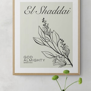El Shaddai Name of God Wall Art Printable With English Meaning The Lord God Almighty Large Print Minimalist Wall Art, Digital Download