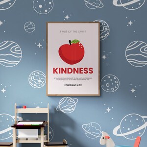Fruit of the Spirit Print | Kindness | Scripture Wall Art Digital Download | Christian Home Decor | Vintage Scripture Print | Bible Verse