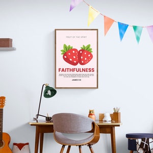 Fruit of the Spirit Print Faithfulness | Scripture Wall Art Digital Download | Christian Home Decor | Vintage Scripture Print | Bible Verse