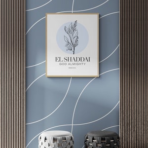 El Shaddai Name of God Wall Art Printable With English Meaning The Lord God Almighty Large Print Minimalist Wall Art, Digital Download