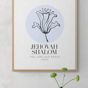 Shalom afdrukbare muurkunst, digitale downloadnamen van God, christelijke muurkunst, bijbelvers Jehovah Shalom. Christelijk afdrukbaar. Minimalistisch