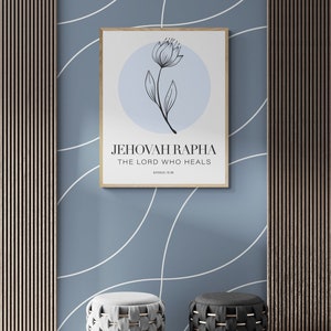 Rapha afdrukbare muurkunst, namen van God, christelijke muurkunst, bijbelvers afdrukbare muurkunst Jehovah Rapha. Christelijk. Downloaden. Minimalistisch
