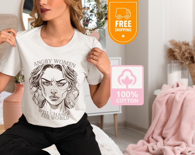 Featured listing image: Feminist Shirt | Angry Women Will Change the World | Feminist Tee | Gift for Feminist | Women's Rights | Express Delivery available