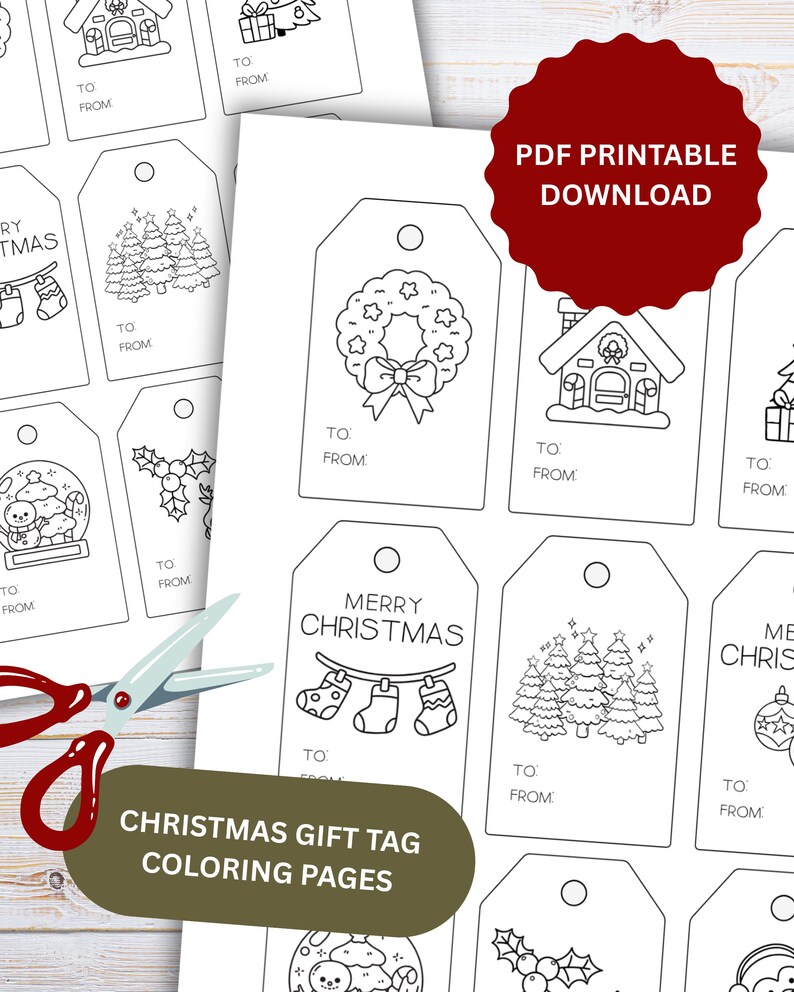 Christmas Coloring Gift Tags | Printable | DIY Kids | Color-your-own ...
