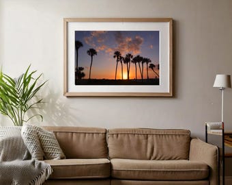 Palm Tree Beach Sunset Photography Digital Download for Wall Art