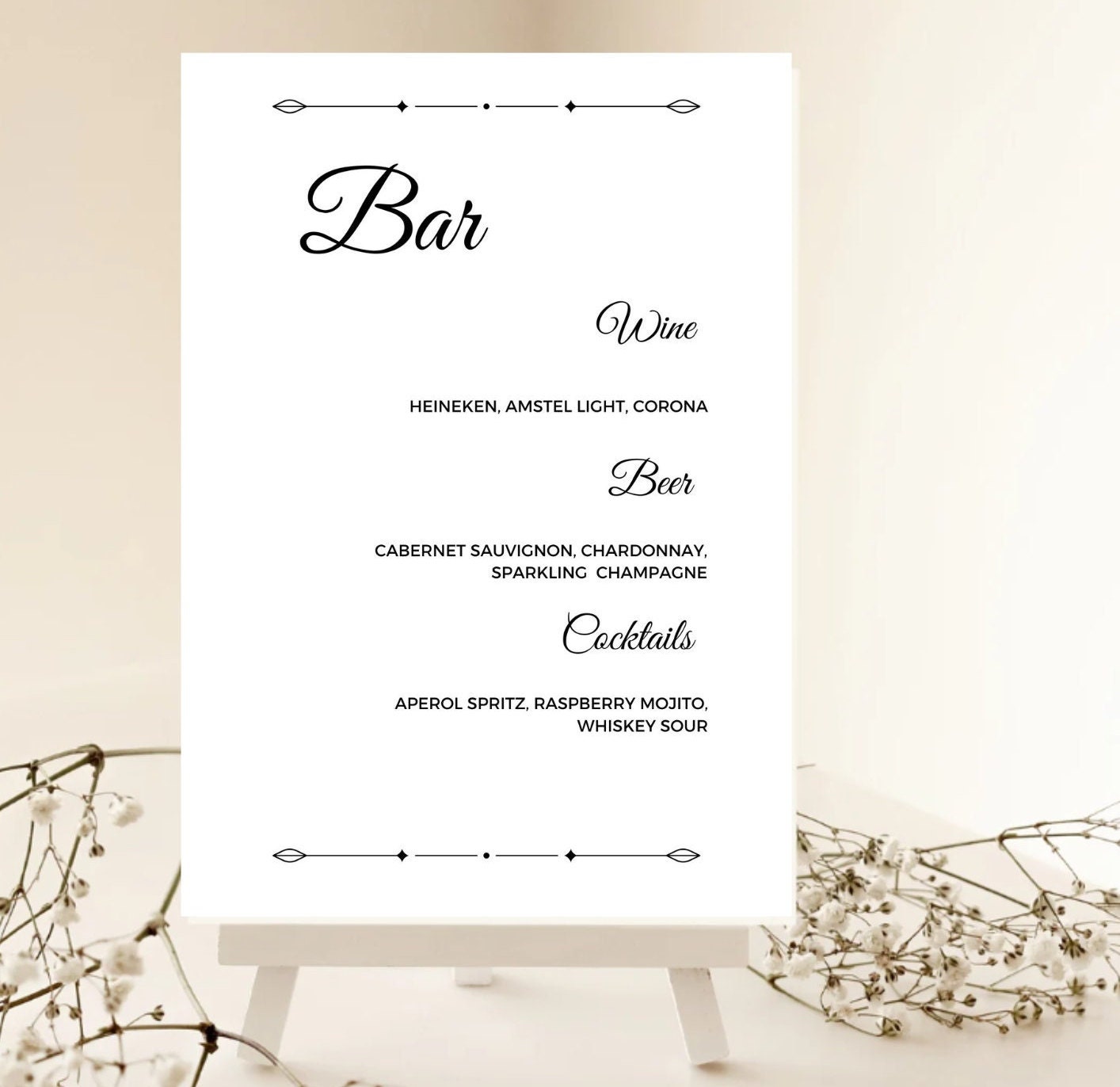 Bar Sign Template, Elegant Drinks Sign, Modern Bar Sign Template ...