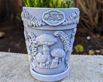 Alice in Wonderland Planter: Handmade Clay Plant Pot, Garden Decor