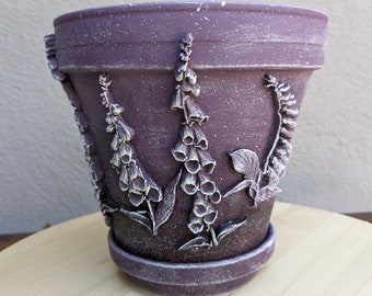 Decoupage flower pot ready to ship, floral print decoupage planter, garden lovers unique gift, Indoor plant pots, Decoupage pots, plant pots