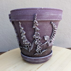 Decoupage flower pot ready to ship, floral print decoupage planter, garden lovers unique gift, Indoor plant pots, Decoupage pots, plant pots