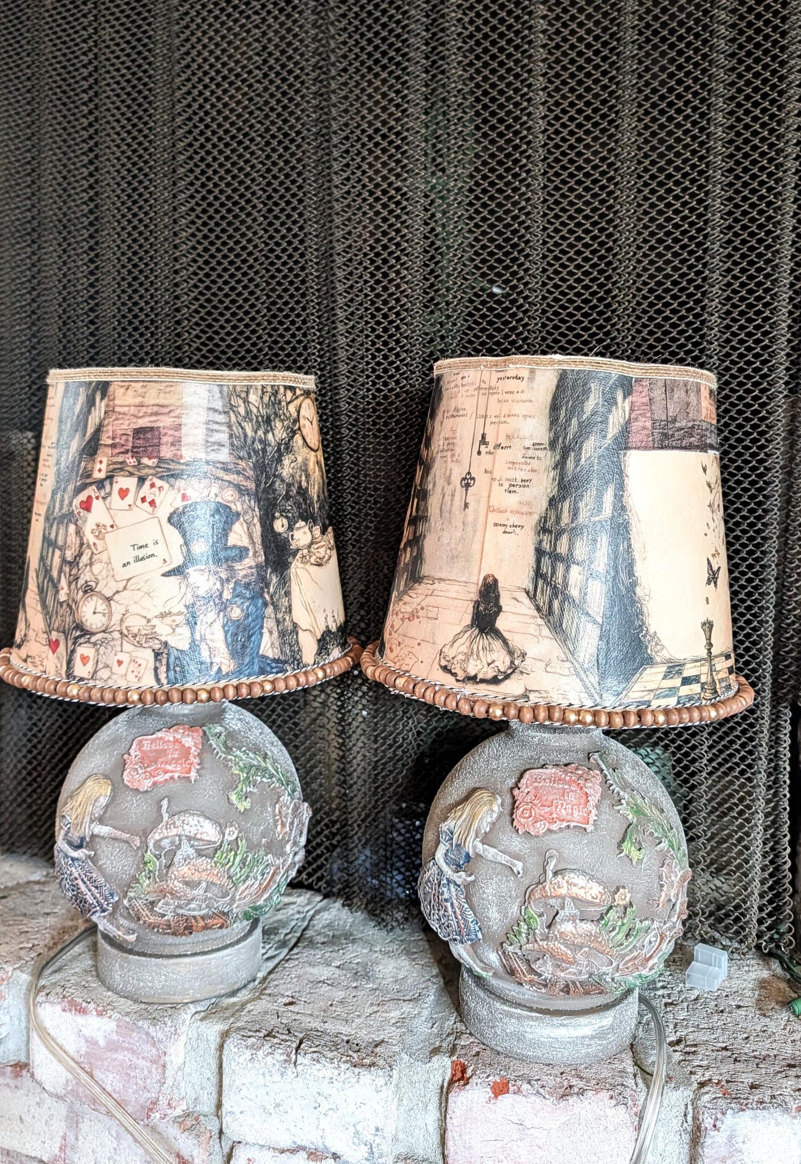 Hand-Painted Alice in Wonderland Table Lamp, Whimsical Decor