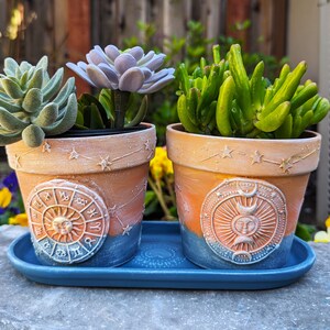 Hand-Decorated Ceramic Succulent Planter: Astrology Gift, 5&quot; Indoor Pot