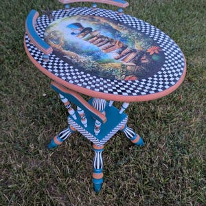 Hand-Painted Vintage Table – Game or Coffee Table with Whimsical Restoration