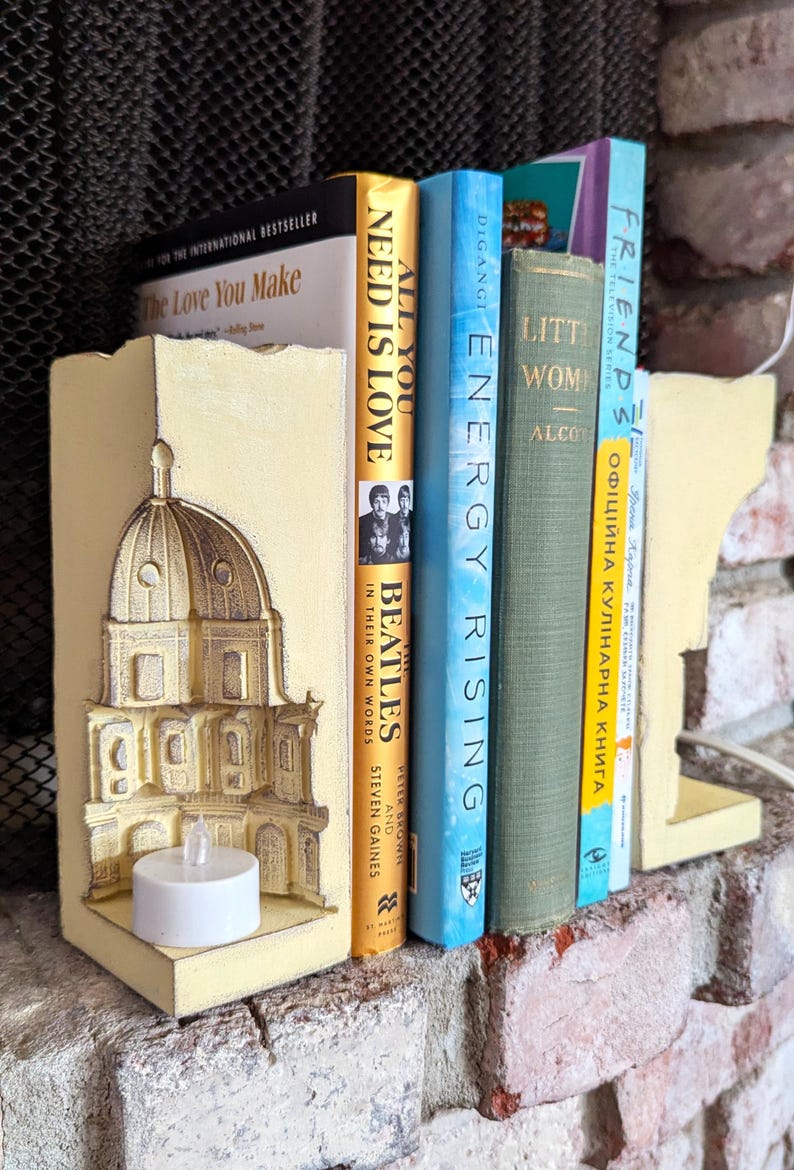 Building Bookends Concrete Bookends – Architectural Dome Design, Heavy Book Stoppers ...