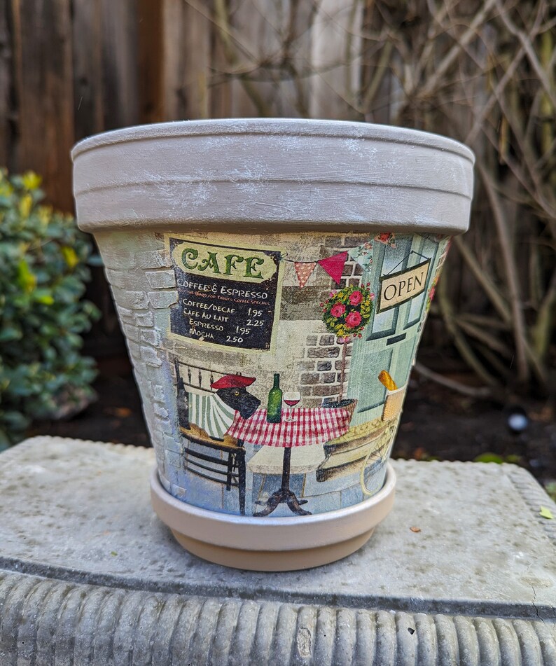 Alice in Wonderland Planter: Handmade Clay Plant Pot, Garden Decor (8") Paris
