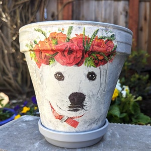 Alice in Wonderland Planter: Handmade Clay Plant Pot, Garden Decor (8") Dog
