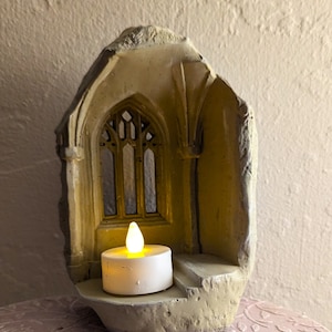 Gothic Cement Window Candle Holder Sconce: Scandi House Decor