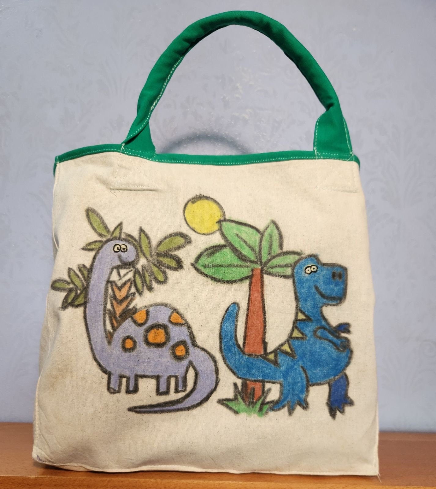 Dinosaurier Löwe Kinder Strandtasche: Bestickte Baumwoll