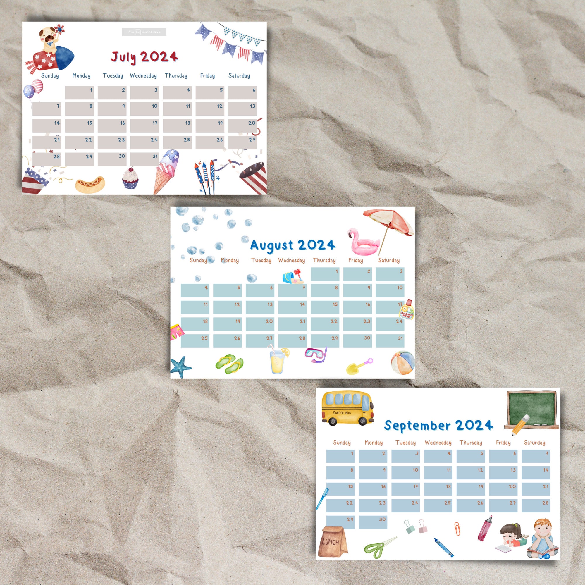 Printable Calendars 2024, Kids Calendar, Homeschool Calendar, Printable ...