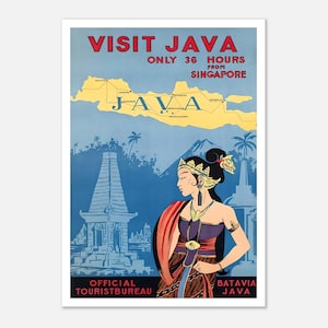 Vintage Java-reisposter: kunstafdruk toeristenbureau jaren 1930