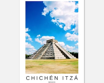 Chichén Itzá Photo Poster - 7 Wonders of the World Art Print - Vibrant Semi-Gloss Finish