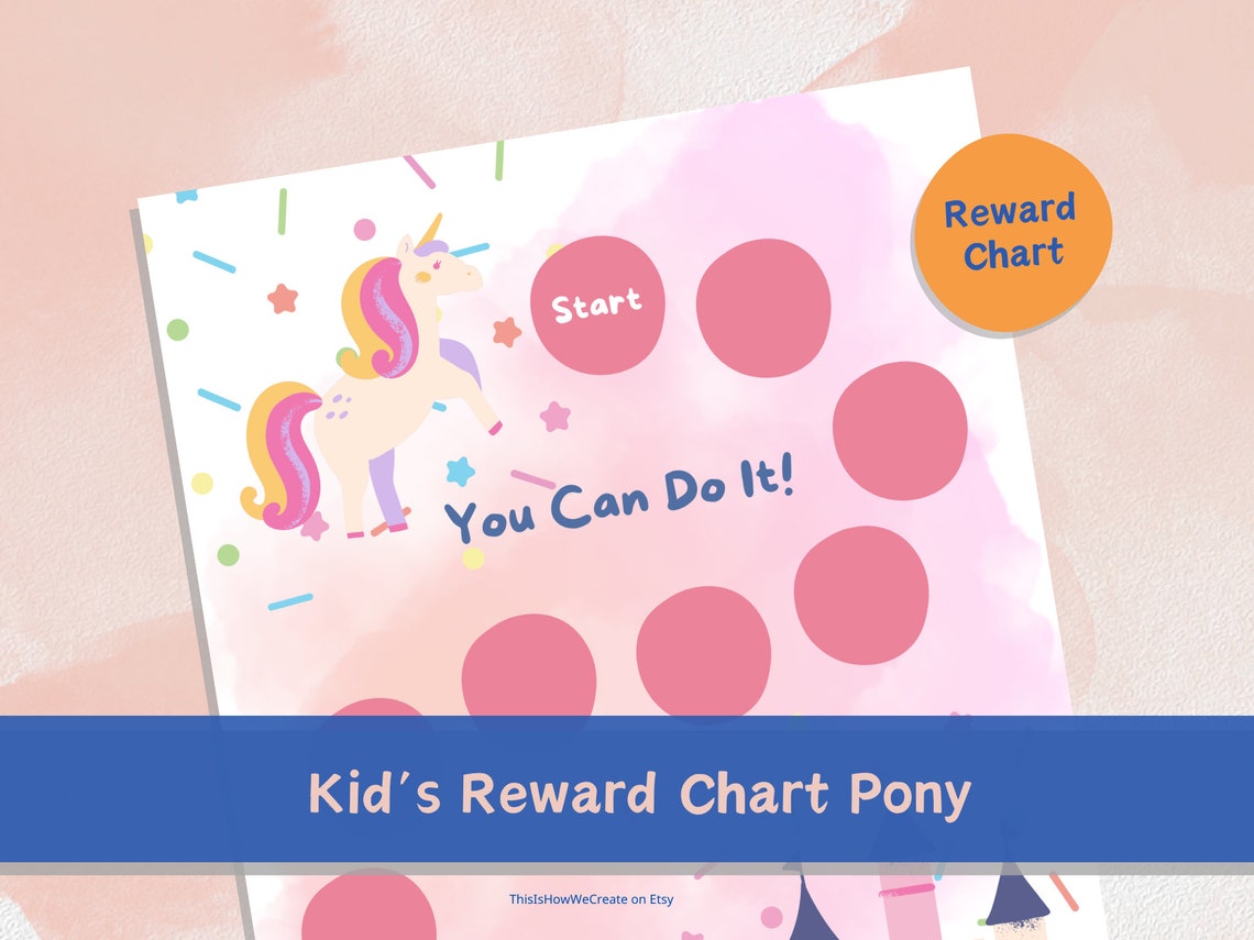 Kids Reward Chart Pony. Toddler Reward. Chores Chart. Pony Reward Chart ...