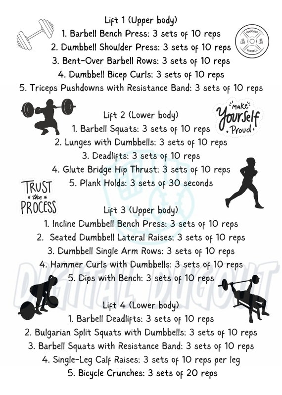 Workout Template Lifting Template Workout Planner Workout Plan  Lifting Plan Weightlifting Program