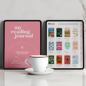 Diario di lettura digitale, Diario di lettura con ritratto, Diario di lettura, Tracker di libri, Tracker di lettura, Diario di lettura di libri, Registro per Goodnotes