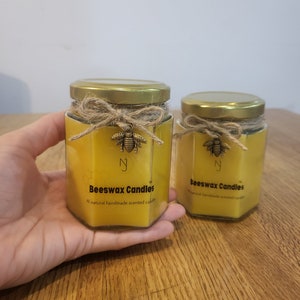 Handcrafted Beeswax 6 oz. candle, Eco-Friendly Pure Beeswax, Natural Antibiotic that Purifies the Air, Perfect for Home Decor and Gifts