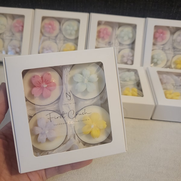 Handcrafted Cherry Blossom Mini Candles, Soy Wax, Scented, Decorative Floral Mold Tealights, Wedding Favors, Decor, Unique Gifts